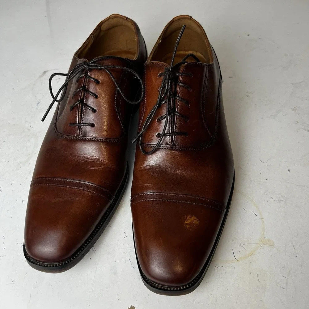 Florsheim Mens Cognac Brown Leather Cap Toe Flexsole Oxfords Size‎ 9.5 M